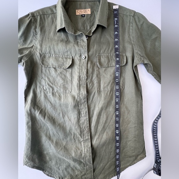 Sage Green Button Down Shirt, Size XS Olive Green Long Sleeve - Picture 7 of 7